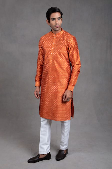 Buy Rng Safawala Orange Dupion Silk Floral Motifs Print Kurta And Churidar Set Online at Aza Fashions Buy_Rng Safawala_Orange Dupion Silk Floral Motifs Print Kurta And Churidar Set _Online_at_Aza_Fashions