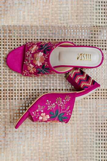 Tiesta_Pink Embroidery Adina Block Heels _Online_at_Aza_Fashions
