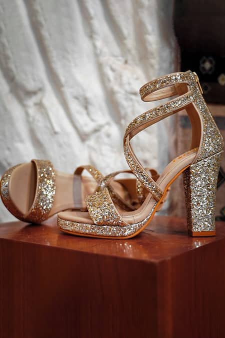 Handmade Gold Glitter Spark Wedding Pumps With Leather Sole And 2.5 Wrapped  Cone Heels From Graceful_ladies, $81.16 | DHgate.Com