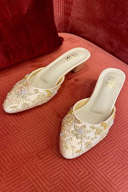 Buy Tiesta Gold Embroidery, Crystals Chandelier Embellished Mule Block Heels Online at Aza Fashions Buy_Tiesta_Gold Embroidery, Crystals Chandelier Embellished Mule Block Heels _Online_at_Aza_Fashions