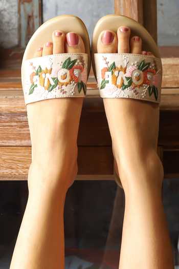 Tiesta_Beige Gratitude Embroidered Flats _Online_at_Aza_Fashions