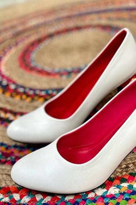 Tiesta_White Suede Pointed Toe Pumps _Online_at_Aza_Fashions