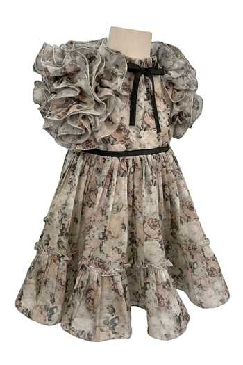 Jasmine And Alaia_Multi Color Georgette Printed Floral Bennet Dress_Online_at_Aza_Fashions