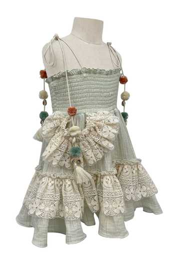 Buy Green Gauze Embroidered Lace Work Alaia Frill Dress For Girls by  Jasmine And Alaia Online at Aza Fashions.