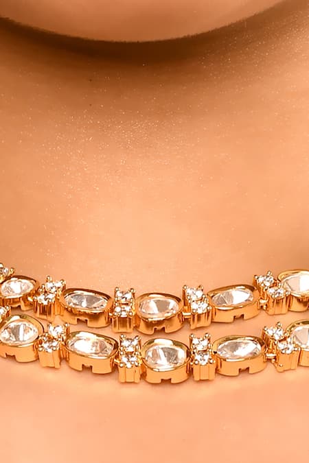 Buy Minaki Gold Plated Stones Kundan Polki Necklace Set Online at Aza Fashions Buy_Minaki_Gold Plated Stones Kundan Polki Necklace Set _Online_at_Aza_Fashions