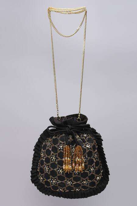 Buy_Ornatte_Black Embroidery Noor Potli Bag_Online_at_Aza_Fashions