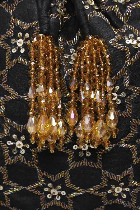 Ornatte_Black Embroidery Noor Potli Bag_at_Aza_Fashions