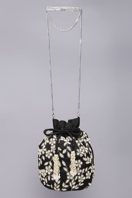 Buy_Ornatte_Black Embroidery Raina Potli Bag_Online_at_Aza_Fashions