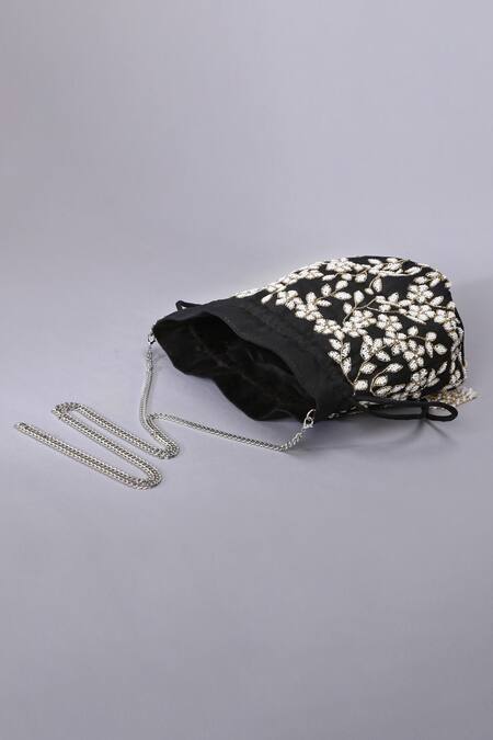 Shop_Ornatte_Black Embroidery Raina Potli Bag_Online_at_Aza_Fashions