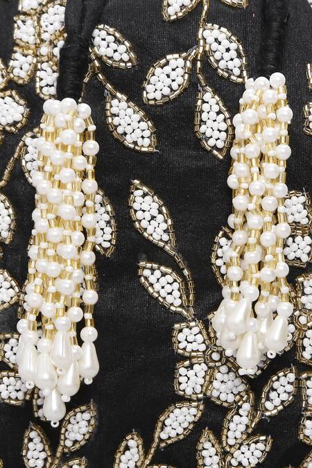 Ornatte_Black Embroidery Raina Potli Bag_at_Aza_Fashions