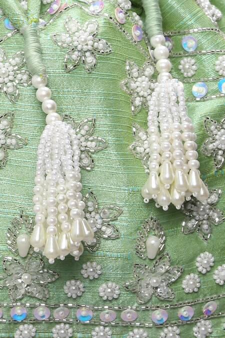 Shop_Ornatte_Green Embroidery Ritika Potli Bag_Online_at_Aza_Fashions