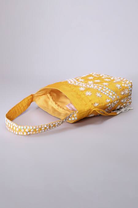 Buy_Ornatte_Yellow Embroidery Ritika Potli Bag_Online_at_Aza_Fashions