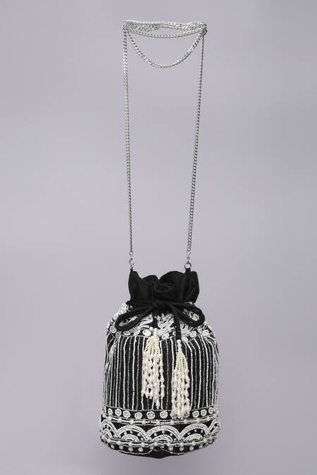 Buy_Ornatte_Black Embroidery Saanchi Potli Bag_Online_at_Aza_Fashions