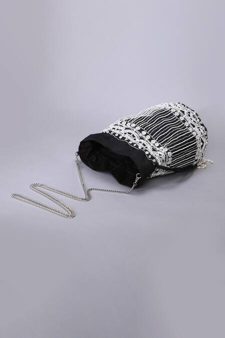 Shop_Ornatte_Black Embroidery Saanchi Potli Bag_Online_at_Aza_Fashions