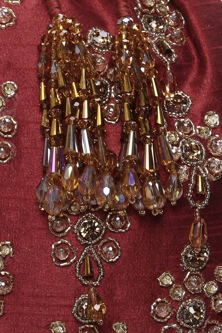 Shop_Ornatte_Maroon Embroidery Saanjh Potli Bag_Online_at_Aza_Fashions