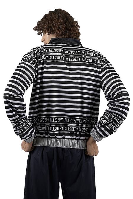 All2defy_Blue Windcheater Reversible Bomber Jacket_at_Aza_Fashions