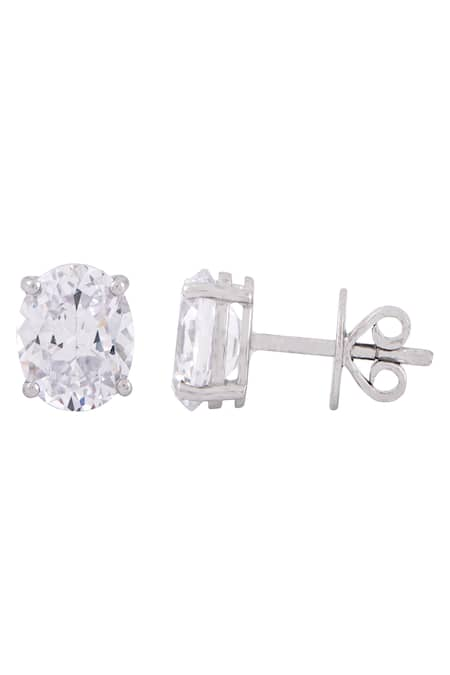 Moissanite Oval Shape Halo Earring - WE0055-moissani.in