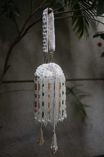 Buy Aamli White Embroidery, Beads Rangili Work Bucket Bag at Aza Fashions Buy_Aamli_White Embroidery, Beads Rangili Work Bucket Bag _at_Aza_Fashions