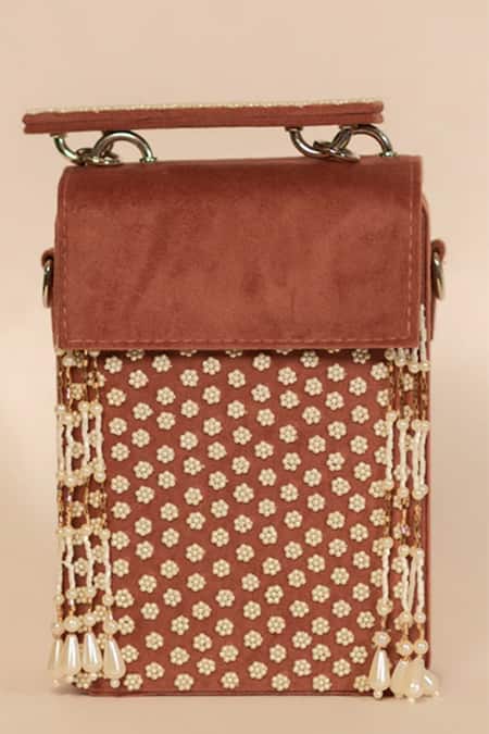 Aamli Ruval Bead Work Cross Body Clutch 