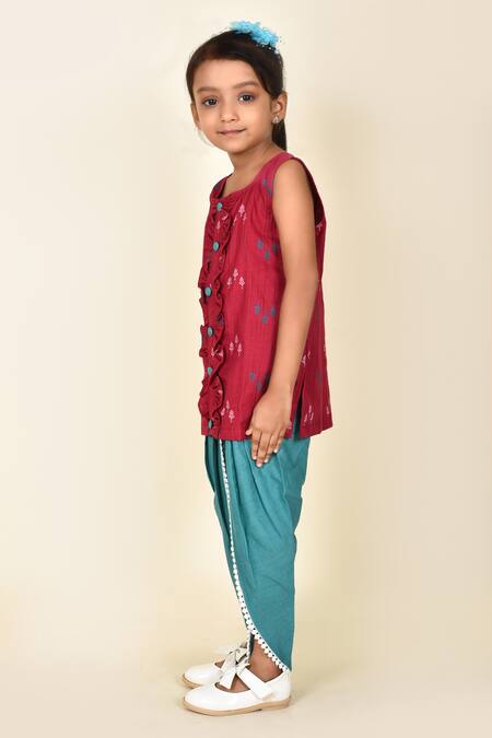 Buy Pankhuri By Priyanka Green Cotton Embroidery Kurta And Tulip Pant Set Online at Aza Fashions Buy_Pankhuri By Priyanka_Green Cotton Embroidery Kurta And Tulip Pant Set _Online_at_Aza_Fashions