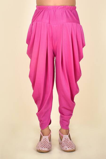 Shop_Pankhuri By Priyanka_Pink Georgette, Crepe, Lycra, Net Gota Patti Digital Print Kurta Dhoti Pant Set _Online_at_Aza_Fashions