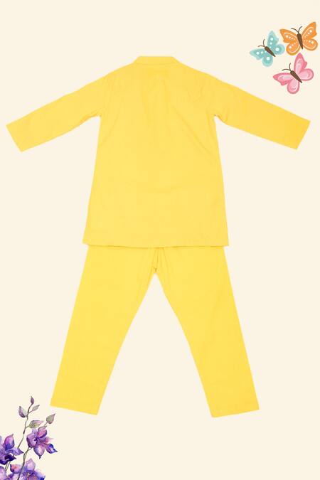 Buy_Pankhuri By Priyanka_Green Cotton, Silk Embroidery Thread Bundi And Kurta Set_Online_at_Aza_Fashions