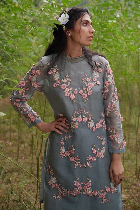 Buy Incheetape Green Cotton, Organza, Silk Linen Floral Motifs Asymmetric Kurta And Palazzo Set Online at Aza Fashions Buy_Incheetape_Green Cotton, Organza, Silk Linen Floral Motifs Asymmetric Kurta And Palazzo Set _Online_at_Aza_Fashions