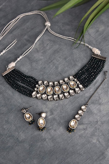 Buy_Swabhimann_Gold Plated Stones, Diamonds Layered Kundan Choker Set _Online_at_Aza_Fashions