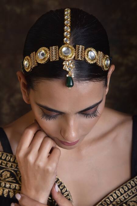 Swabhimann Gold Plated Kundan Studded Mathapatti Online at Aza Fashions Swabhimann_Gold Plated Kundan Studded Mathapatti _Online_at_Aza_Fashions