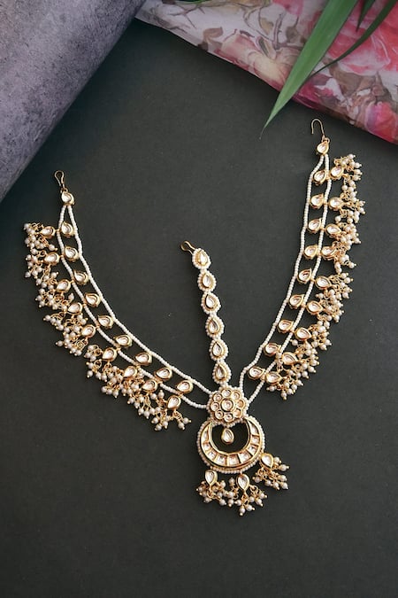 Buy_Swabhimann_Gold Plated Kundan Studded Mathapatti _Online_at_Aza_Fashions