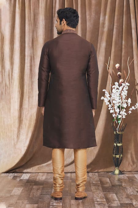 Arihant Rai Sinha Banarasi Mirror Work Embroidered Placket Kurta 