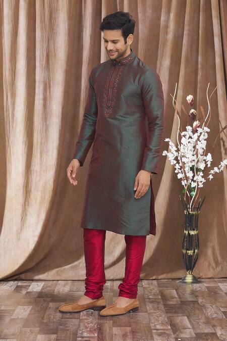 Buy Arihant Rai Sinha Green Silk Embroidery, Mirrors Banarasi Mandarin Collar Kurta Online at Aza Fashions Buy_Arihant Rai Sinha_Green Silk Embroidery, Mirrors Banarasi Mandarin Collar Kurta_Online_at_Aza_Fashions