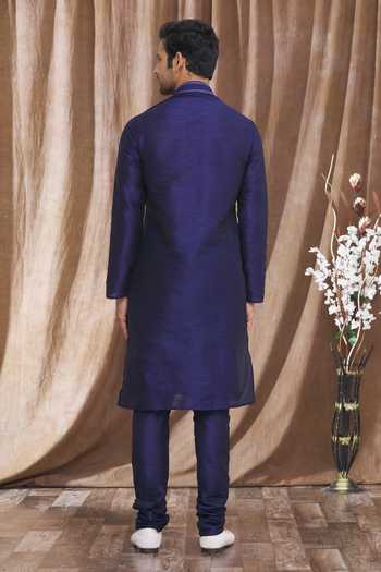 Shop Arihant Rai Sinha Blue Silk Mirrors, Embroidery Work Kurta at Aza Fashions Shop_Arihant Rai Sinha_Blue Silk Mirrors, Embroidery Work Kurta _at_Aza_Fashions