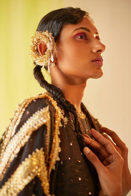 Buy Priyanka Singh Black Cotton, Mul Silk Mukaish Work, Sequins, Sheer Embroidered Pheran Pant Set Online at Aza Fashions Buy_Priyanka Singh_Black Cotton, Mul Silk Mukaish Work, Sequins, Sheer Embroidered Pheran Pant Set _Online_at_Aza_Fashions