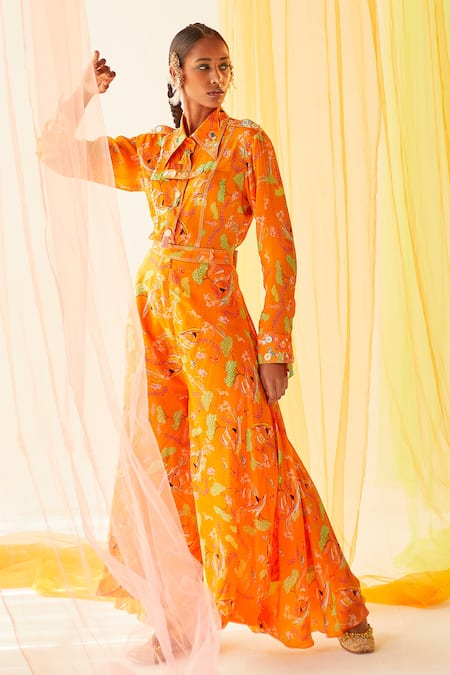 Priyanka Singh Floral Print Shirt & Flared Pant Set 