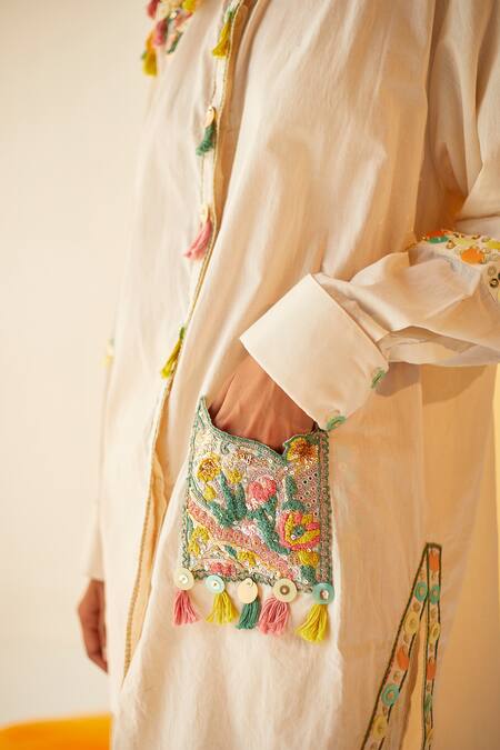 Buy Priyanka Singh White Cotton Sequins, Thread Work Straight Collar Embroidered Shirt And Pant Set Online at Aza Fashions Buy_Priyanka Singh_White Cotton Sequins, Thread Work Straight Collar Embroidered Shirt And Pant Set _Online_at_Aza_Fashions