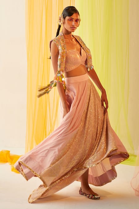 Priyanka Singh Zardozi Embroidered Jacket Lehenga Set 