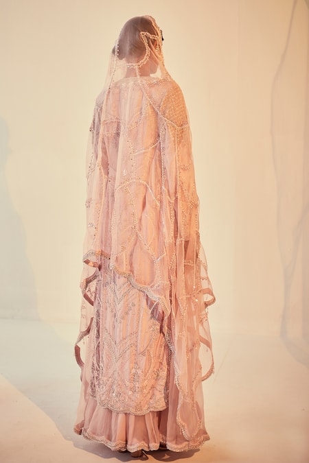 Shop Priyanka Singh Pink Silk, Organza Mirror Work, Sequins, Zardozi Embroidered Kurta Lehenga Set at Aza Fashions Shop_Priyanka Singh_Pink Silk, Organza Mirror Work, Sequins, Zardozi Embroidered Kurta Lehenga Set _at_Aza_Fashions