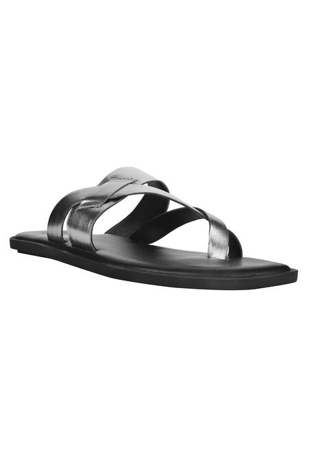 Buy Silver Metallic Cross Strap Sandals For Men by Sko Online at Aza  Fashions.