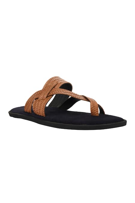 Sko Embossed Cross Strap Sandals 