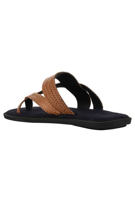Buy_Sko_Brown Embossed Cross Strap Sandals_Online_at_Aza_Fashions