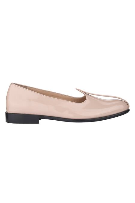 Shop Sko Beige Patent Leather Mojaris Online at Aza Fashions Shop_Sko_Beige Patent Leather Mojaris_Online_at_Aza_Fashions