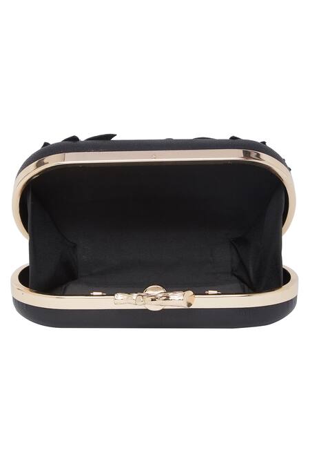 Shop Richa Gupta Black Embroidery Leather Clutch With Sling Online at Aza Fashions Shop_Richa Gupta_Black Embroidery Leather Clutch With Sling_Online_at_Aza_Fashions