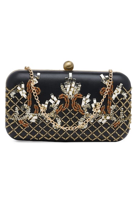 Richa Gupta Leather Embellished Clutch With Sling 