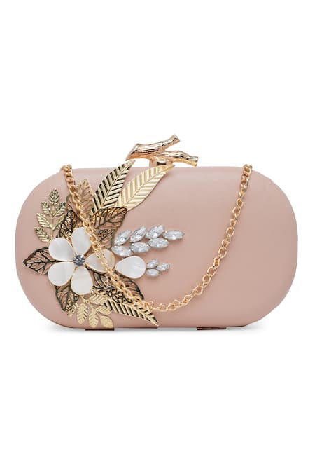 Richa Gupta Leather Embellished Clutch With Sling 