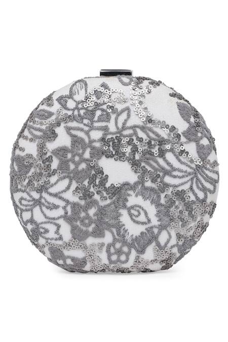 Buy_Richa Gupta_White Embroidery, Sequins Suede Embellished Clutch With Sling _Online_at_Aza_Fashions