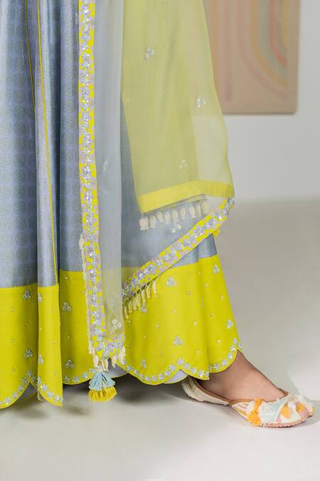 Buy Madzin Blue , Satin, Chiffon Swirl V Neck Print Anarkali Set Online at Aza Fashions Buy_Madzin_Blue , Satin, Chiffon Swirl V Neck Print Anarkali Set _Online_at_Aza_Fashions