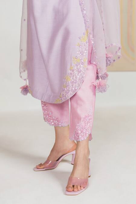 Buy Madzin Purple Chiffon, Organza, Chanderi Floral Motifs Keyhole Kurta Set Online at Aza Fashions Buy_Madzin_Purple Chiffon, Organza, Chanderi Floral Motifs Keyhole Kurta Set _Online_at_Aza_Fashions