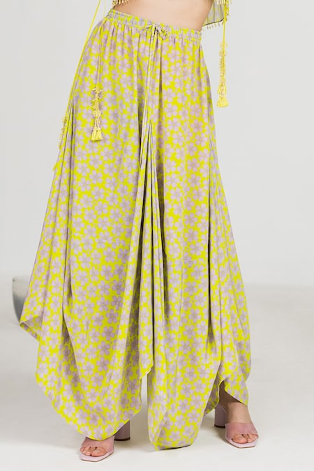 Buy Madzin Green Chanderidhoti Skirt Silk Crepe, Crop Top Chiffon Bead Work, And Dhoti Set Online at Aza Fashions Buy_Madzin_Green Chanderidhoti Skirt Silk Crepe, Crop Top Chiffon Bead Work, And Dhoti Set _Online_at_Aza_Fashions