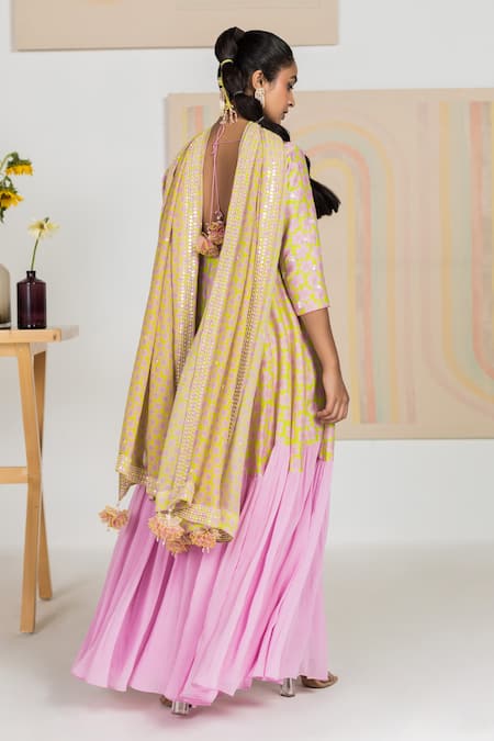 Shop Madzin Purple Anarkali Chanderi, Georgette Dupattaflat Chiffon Floral Print, Set at Aza Fashions Shop_Madzin_Purple Anarkali Chanderi, Georgette Dupattaflat Chiffon Floral Print, Set _at_Aza_Fashions